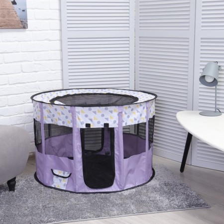 An animal aviary, a tent with a pattern, round, 90 x 55 cm, purple