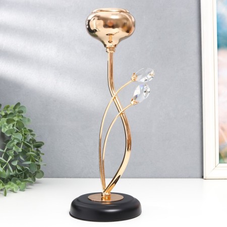 Summary metal, glass for 1 candle "Paola" D-5 cm, gold 11.5x11.5x32.5 cm-2