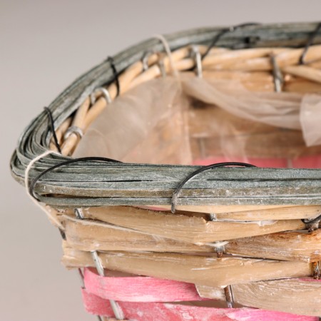 Kashpo wicker, rectangular, 23x15xh12cm, natural/pink-1