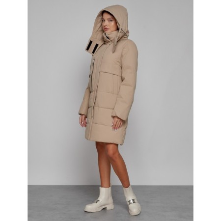 Coat insulated winter female, size 44, color light brown-5