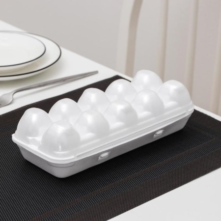 A disposable container for eggs, 10 seats, 24.6 × 22.9 × 3.95 cm, white color-3