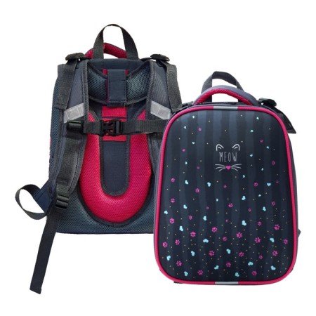 School backpack 38 x 30 x 16 cm, ergonomic back, Stavia "Pune of the Haw", multicolor
