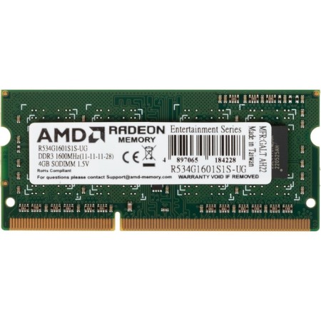 Memory module DDR3 4GB 1600MHz R534G1601S1S-UG RTL PC3-12800 CL11 SO-Dimm 204-PIN 1.5V-1