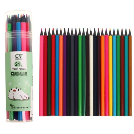 Pencils 24 colors in a tube, hexagonal housing, plastic, black base