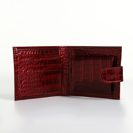 Men's purse on the button, Textura, a map for cards, coins, burgundy color-5