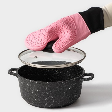 Mitten for hot with the cuff "Profi", silicone 29.5 × 18 × 1.5 cm, color mix-4