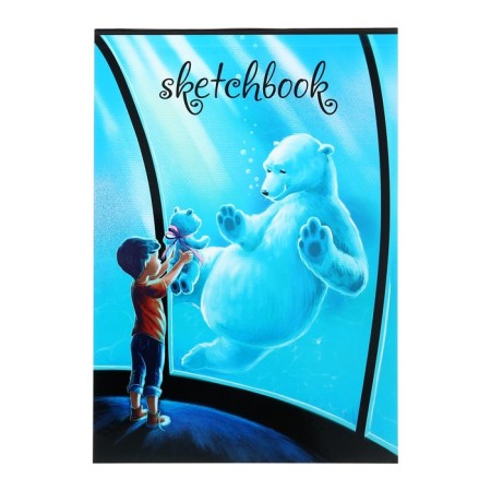 Sketchbook A5 48 sheets "Boy with a bear", KBS, Cardboard cover, OFSET BOCT 70 g/m2