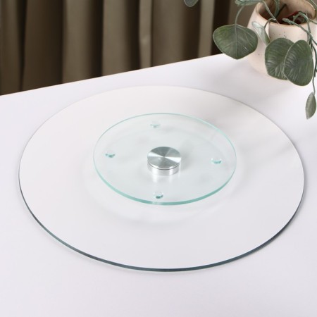 Glass stand for a cake rotating shares "Marbl", d = 32 cm, white color-4