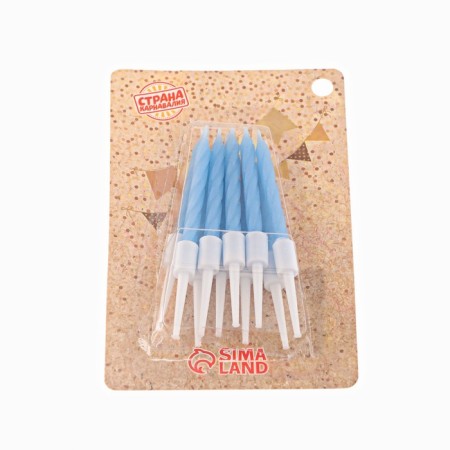 Candles for the "Neon" cake, 10 pcs, blue 5 cm-8