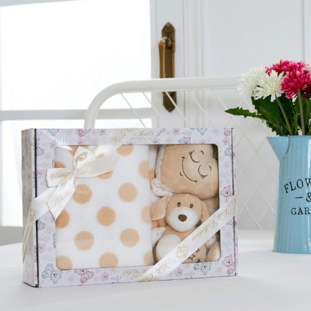 Baby plaid with a toy, size 90x120 cm, beige color-3