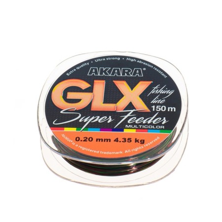 AKARA GLX Super Feeder fishing line, diameter 0.2 mm, test 4.35 kg, 150 m, multicolor color