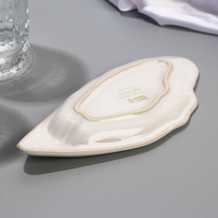 Ceramic plate "Sea shell", 9 x 19 cm white, white color-2