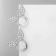 Earrings with Rhinestes "Bow" on the ring, white color in silver