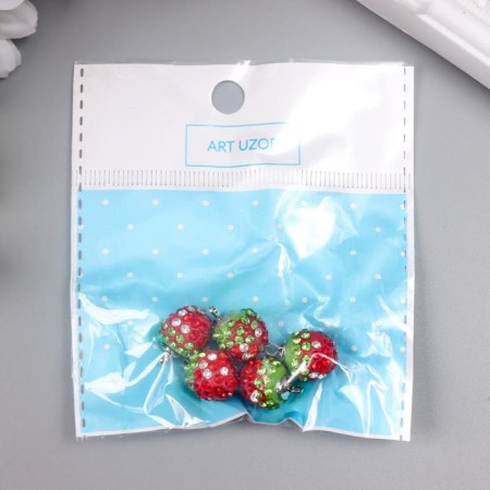 Decor for creativity plastic "Strawberry with a loop" set 5 pcs 1x1.4 cm-3