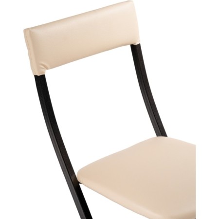 Stool on a metal frame Elevis metal/eco -leather, black/beige 38.5x52.5x77.5 cm-5