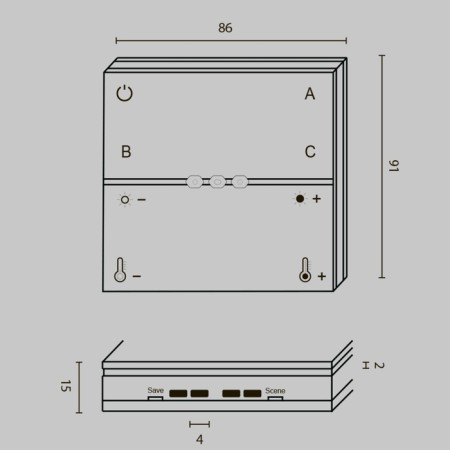 Technical DRC034-8-W wireless control panel, 9.1x8.6x1.5 cm, white color-7
