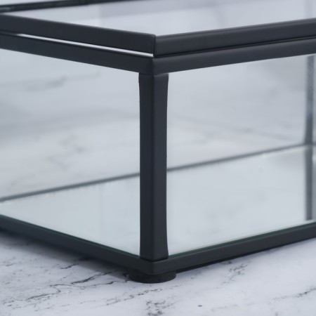 Organizer for storage, 1 section, with a lid, glass, with a mirror base, 14.5 × 8.5 cm, the color is transparent/black-8