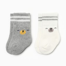 Set of terry socks crumb I am Basic Line, 2 pairs, 0-6 months, milk/gray