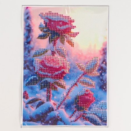 New Year's diamond mosaic with partial filling on the canvas "New Year. Roses ", 15 x 21 cm-3
