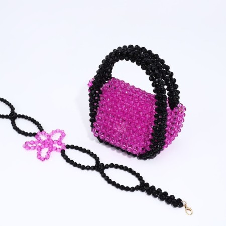 Magneta bag, long belt, purple color-3