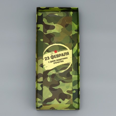 Box with a transparent lid for roll, "February 23", 30 x 12 x 12 cm. Confectionery packaging-3