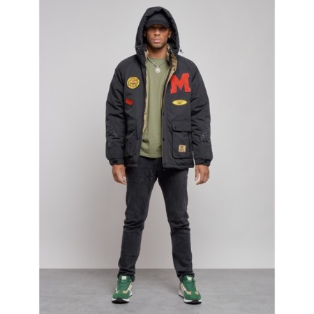 Winter male jacket, size 48, black color-4