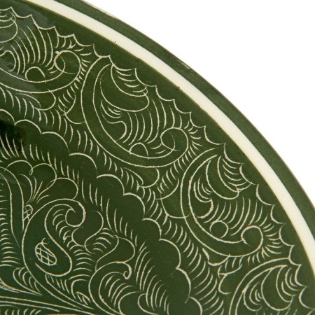 The plate of the Rishtan ceramics "Patterns", green, deep, 20 cm-2