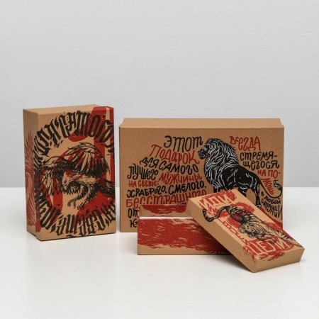 A set of craft boxes 10 in 1, gift packaging, “brutality”, 12 x 7 x 4 - 32.5 x 20 x 12.5 cm-4