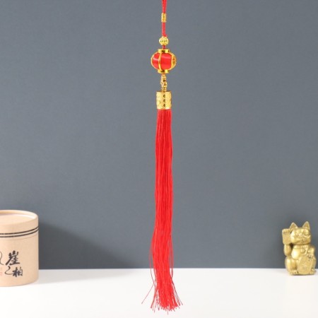 Plastic suspension, textiles "Chinese flashlight with a knot of happiness" red 3x3x31 cm-1