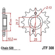 Leading star JT SPROCKETS JTF308-14, chain 520, 14 teeth