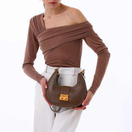 Female bag Textura, small size, brown color-1