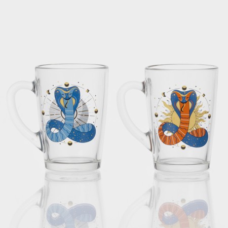 New Year's glass coffee mug "Mystical snakes", 300 ml, mix-5