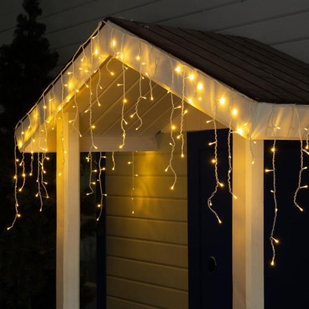 Garland "fringe" 3 × 0.6 m, IP44, UMS, white thread, 160 LED, glow warm white, 220 V