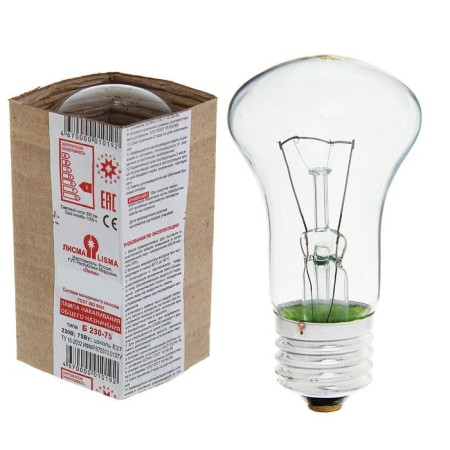 Incandescent lamp "Lisma", b, E27, 75 watts, 230 B