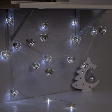 Garland “thread” 4 m with nozzles “heart”, IP20, transparent thread, 20 LED, white glow, 8 modes, 220 V-2