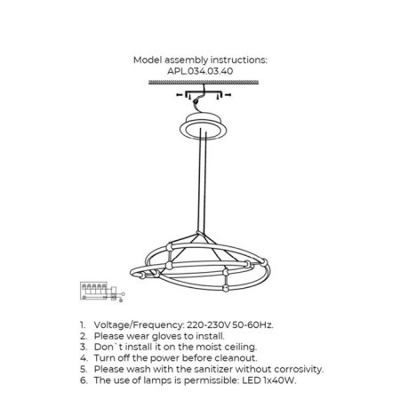 Suspended chandelier Diana LED 4000K 40W-7