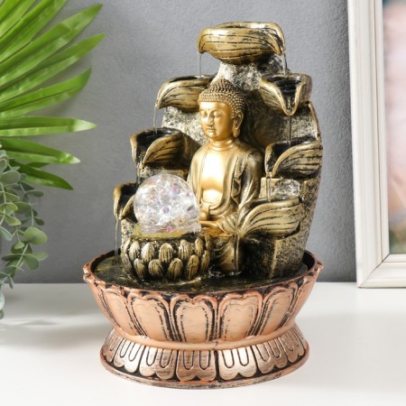 The desktop fountain from the network, backlight "Buddha at the cliff with bowls" 26x20x20 cm, mix-2