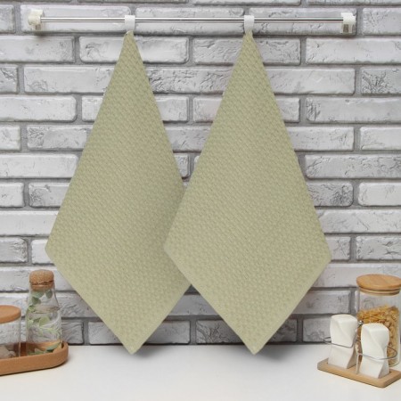 Set of kitchen-fraud "Dolyana" olive 35x60cm-2pcs., 100% hl, waffle, 220 g/m2