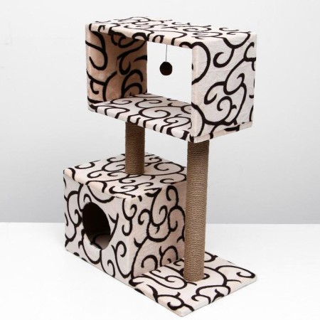 Cat House with Cube Cube, Mesonin and Toy, 60 x 35 x 85 cm, Mix of Flowers-8