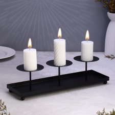 Triple candlestick 40x12x10cm, black