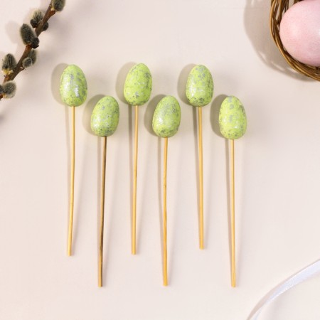 Skewers "Easter egg", green color, set 6 pcs.-1