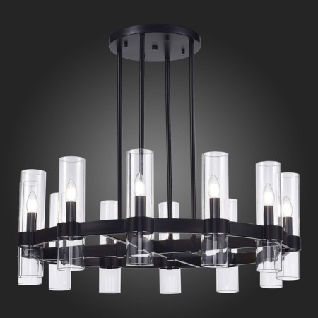 Suspended chandelier ST LUCE. SL1237.403.12. Isla. 12x15 W, E14, 90x90x31 cm, black color-2