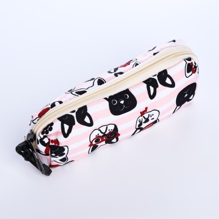 School backpack from textiles on lightning, 3 pockets, pencil case, pink color-8