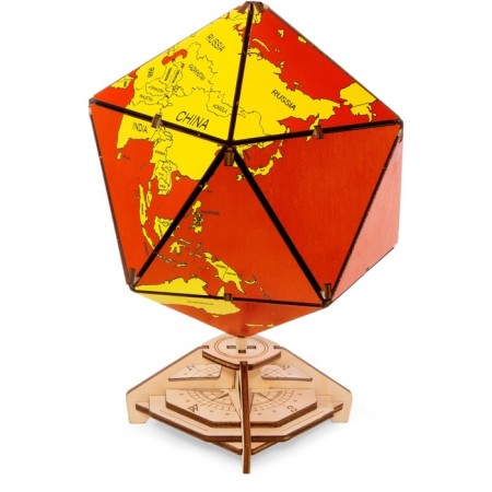 Designer Wooden 3D Ewa Globe Icosahedron with a secret (box, safe) red-3