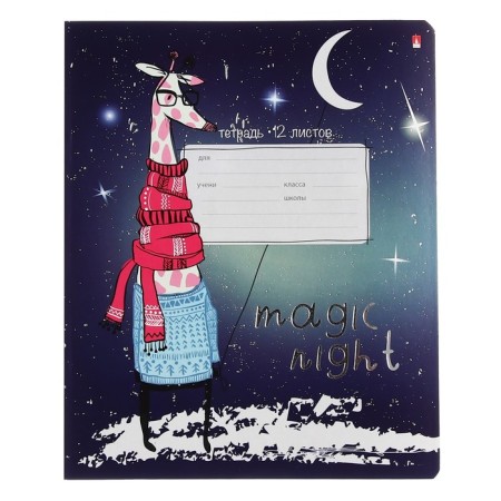 Notebook 12 sheets in the Magic Night line, covered cardboard, foil, mix-3