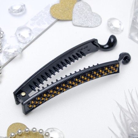 Hair banana "Geometry" 9.5 cm, black-gold-1