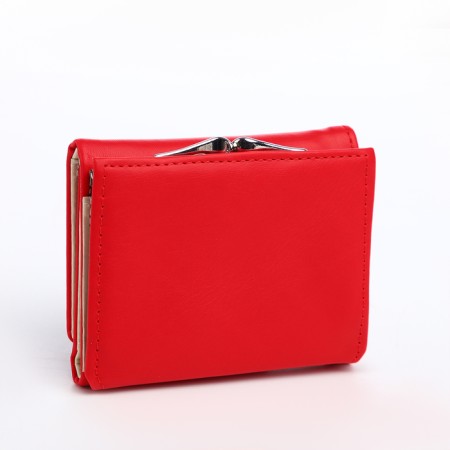 Women's wallet on the button, red color-1