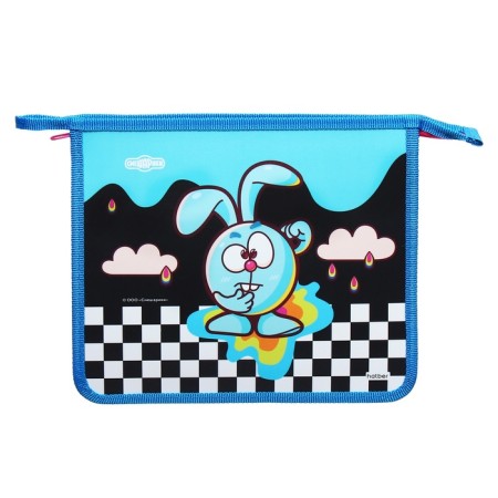 Folder for notebooks A5, 205 x 240 x 40 mm, zipper from above, plastic/textiles, hatber "Smeshariki crumbs"
