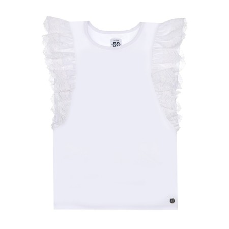 Knitted blouse with volumetric lace sleeves, height 152 cm-7