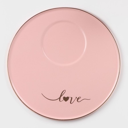 Coffee steam ceramic “love”, 3 objects: mug 200 ml, saucer d = 20 cm, spoon h = 14 cm, pink color-2